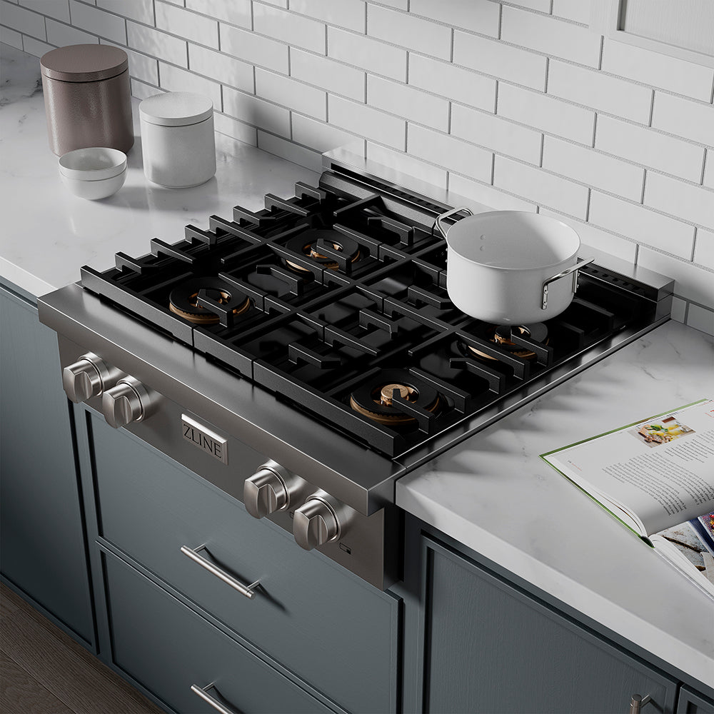 ZLINE 30 in. Paramount Gas Rangetop with 4 Burner DuoPro™ Cooktop in Stainless Steel