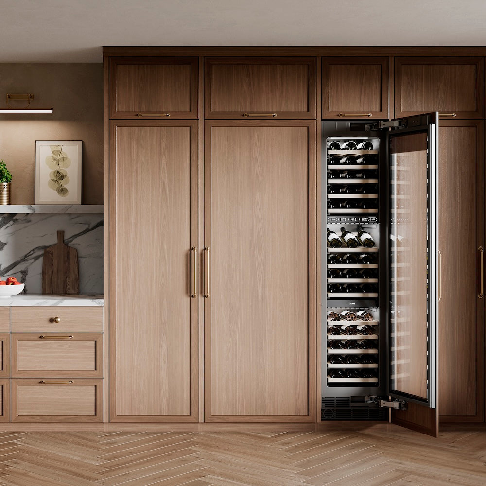 ZLINE 18 in. 9.0 cu. ft. Triple Zone 68 Bottle Panel Ready Right Hinge Column Wine Cooler, Open Box-Excellent Condition