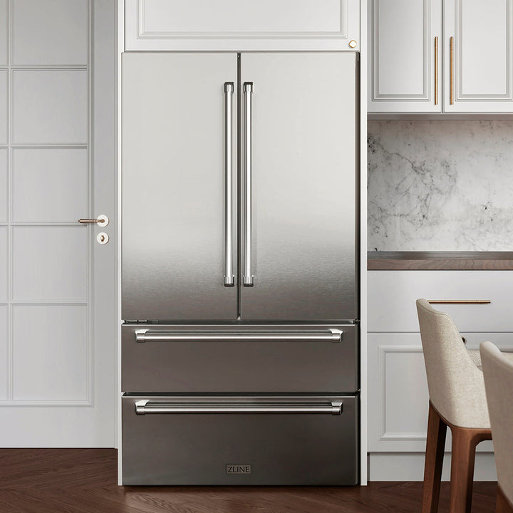 ZLINE 36 in. 22.5 cu. ft. Counter-Depth French Door Refrigerator with Ice Maker in Fingerprint-Resistant Stainless Steel, Open Box-Excellent Condition
