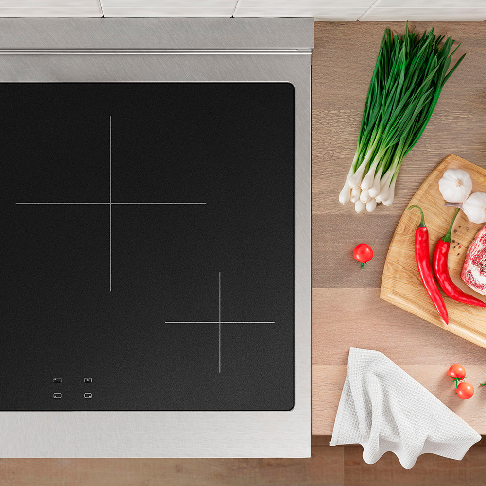 ZLINE 30 in. 4.2 cu. ft. Paramount Induction Range with 4 Element Cooktop and Electric Convection Oven in Satin Stainless Steel with White Matte Door (SINRS-WM-30)