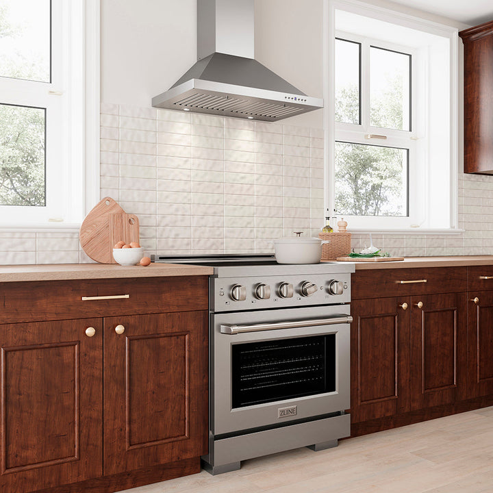 ZLINE 30 in. Convertible Vent Wall Mount Range Hood in Stainless Steel, Handle Open Box-Excellent Condition