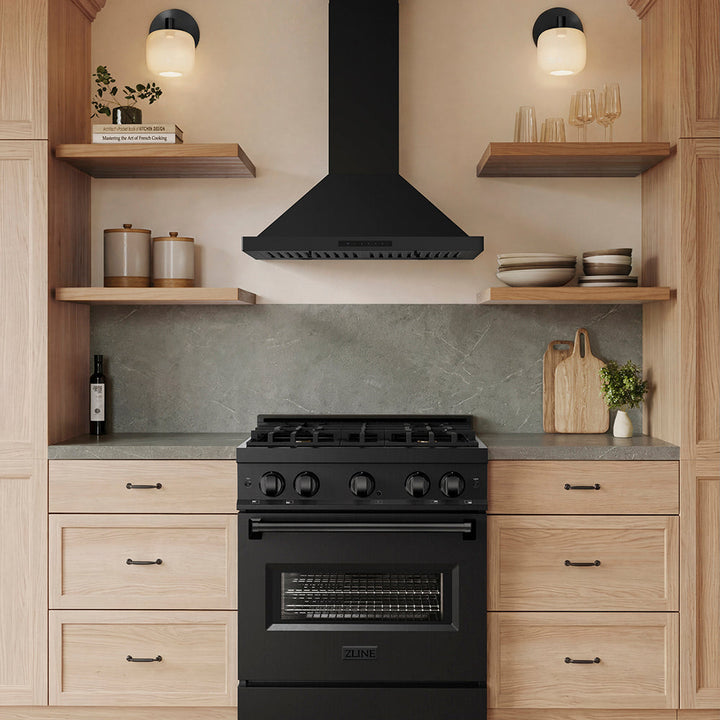 ZLINE 30 in. Convertible Vent Wall Mount Range Hood in Black Stainless Steel (BSKBN-30)