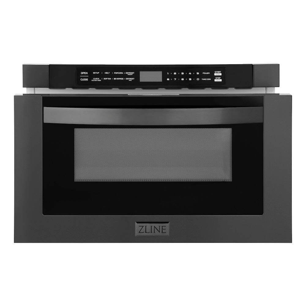 ZLINE 24 in. 1.2 cu. ft. Built-in Microwave Drawer in Black Stainless Steel, Open Box-Excellent Condition (OB1-MWD-1-BS)