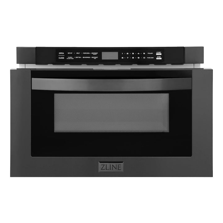 ZLINE 24 in. 1.2 cu. ft. Built-in Microwave Drawer in Black Stainless Steel, Open Box-Excellent Condition (OB1-MWD-1-BS)