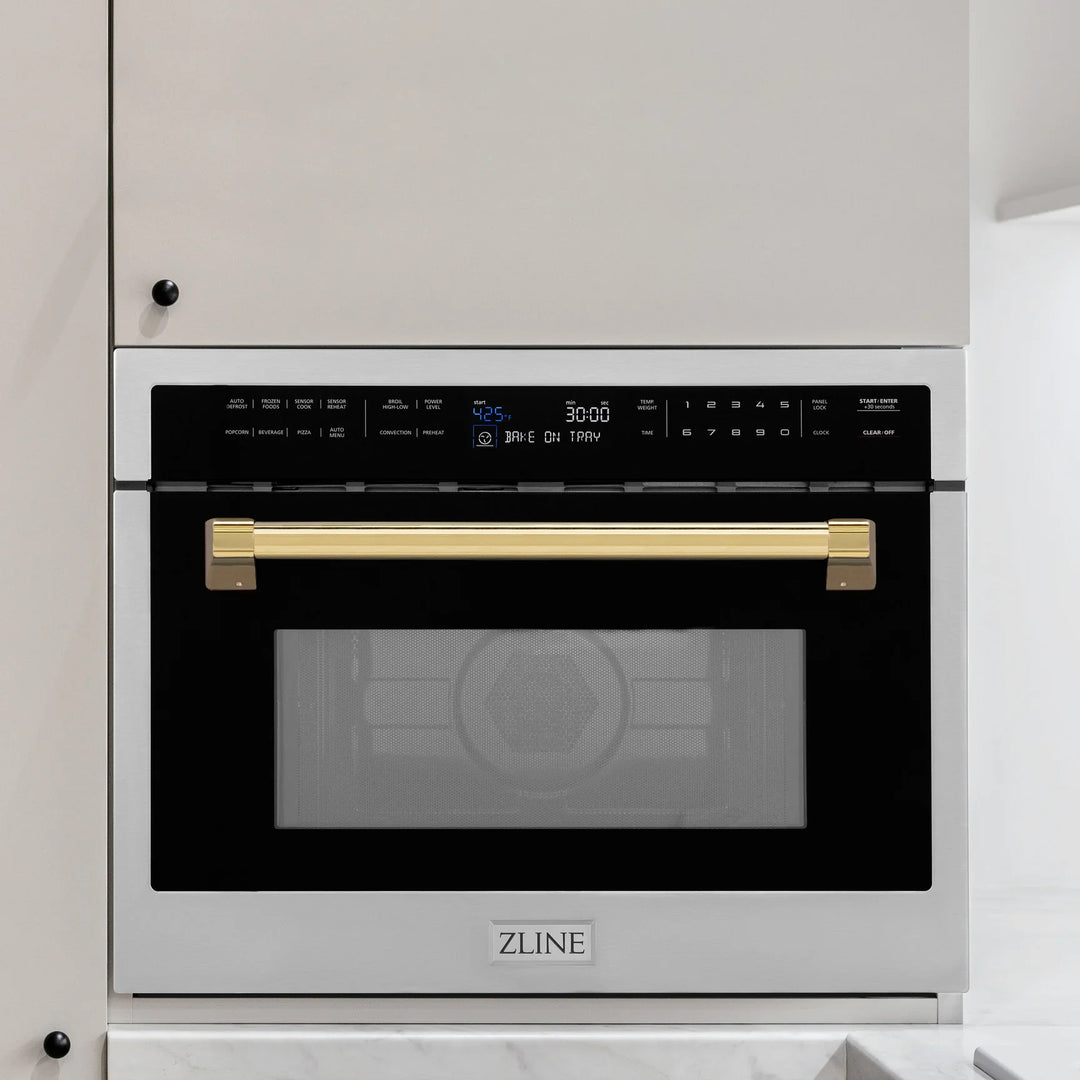 ZLINE 24" Built-in Convection Microwave Oven in Stainless Steel &amp; Gold Accents 1.6 cu ft.