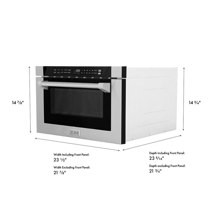 ZLINE 24 in. 1.2 cu. ft. Built-in Microwave Drawer with a Traditional Handle in Stainless Steel, Open Box-Excellent Condition