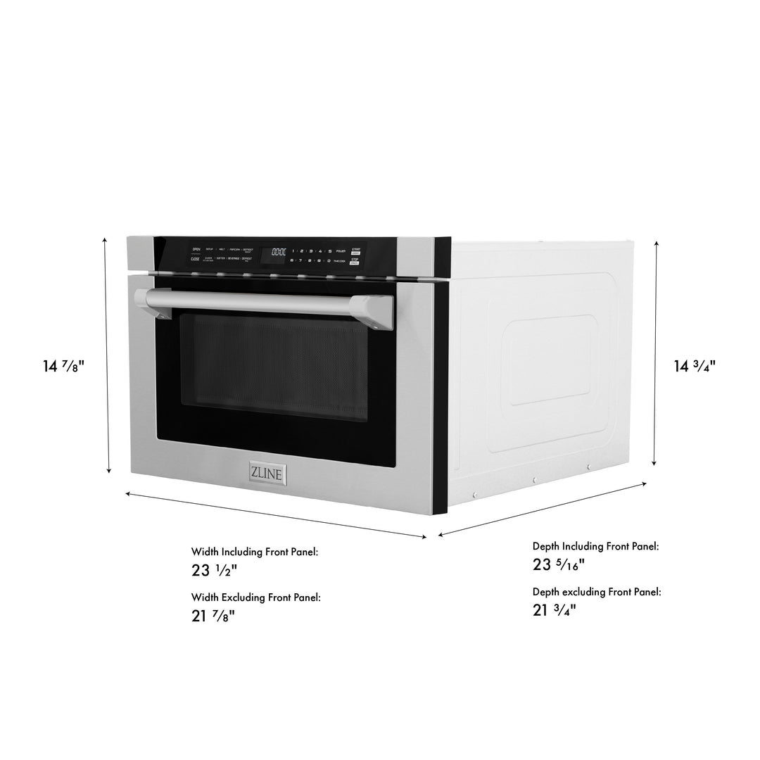 ZLINE 24 in. 1.2 cu. ft. Built-in Microwave Drawer with a Traditional Handle in Stainless Steel, Open Box-Good Condition