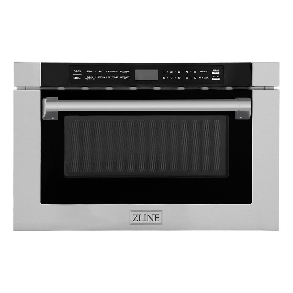ZLINE 24 in. 1.2 cu. ft. Built-in Microwave Drawer with a Traditional Handle in Stainless Steel, Open Box-Excellent Condition