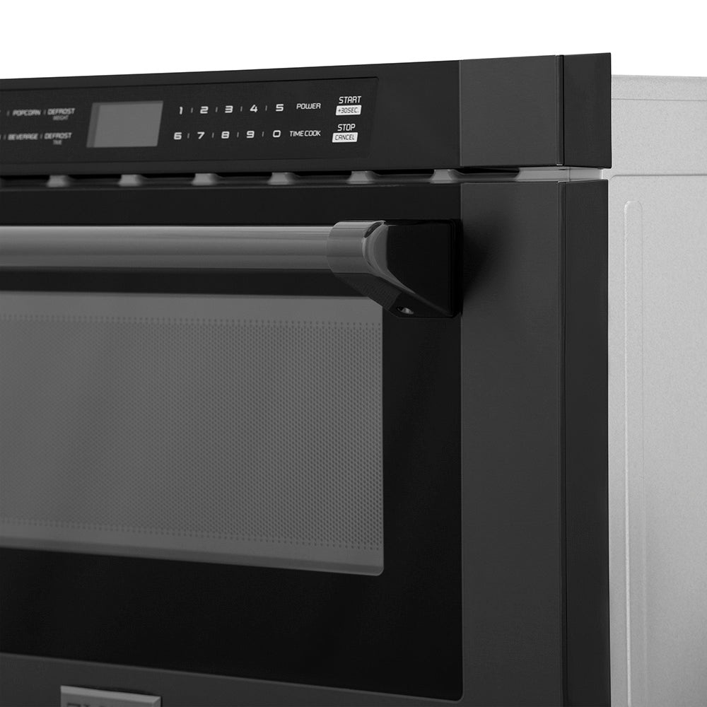 ZLINE 24 in. 1.2 cu. ft. Built-in Microwave Drawer with a Traditional Handle in Black Stainless Steel, Open Box-Good Condition