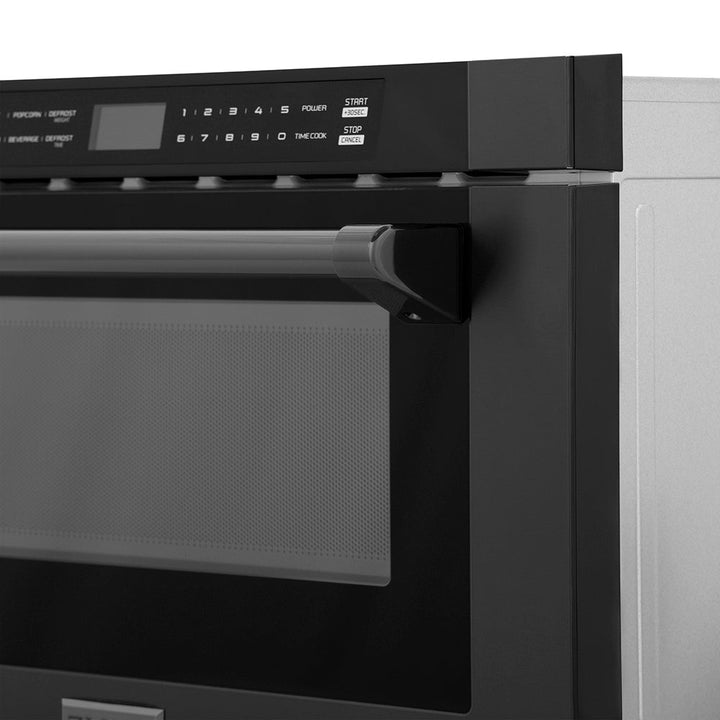 ZLINE 24 in. 1.2 cu. ft. Built-in Microwave Drawer with a Traditional Handle in Black Stainless Steel, Open Box-Excellent Condition
