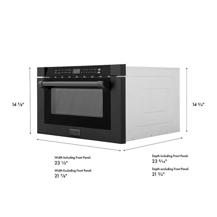 ZLINE 24 in. 1.2 cu. ft. Built-in Microwave Drawer with a Traditional Handle in Black Stainless Steel, Open Box-Good Condition