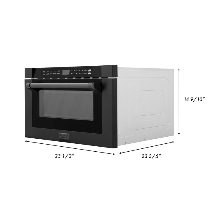 ZLINE 24" 1.2 cu. ft. Built-in Microwave Drawer in Black Stainless Steel, MWD-1-BS-H