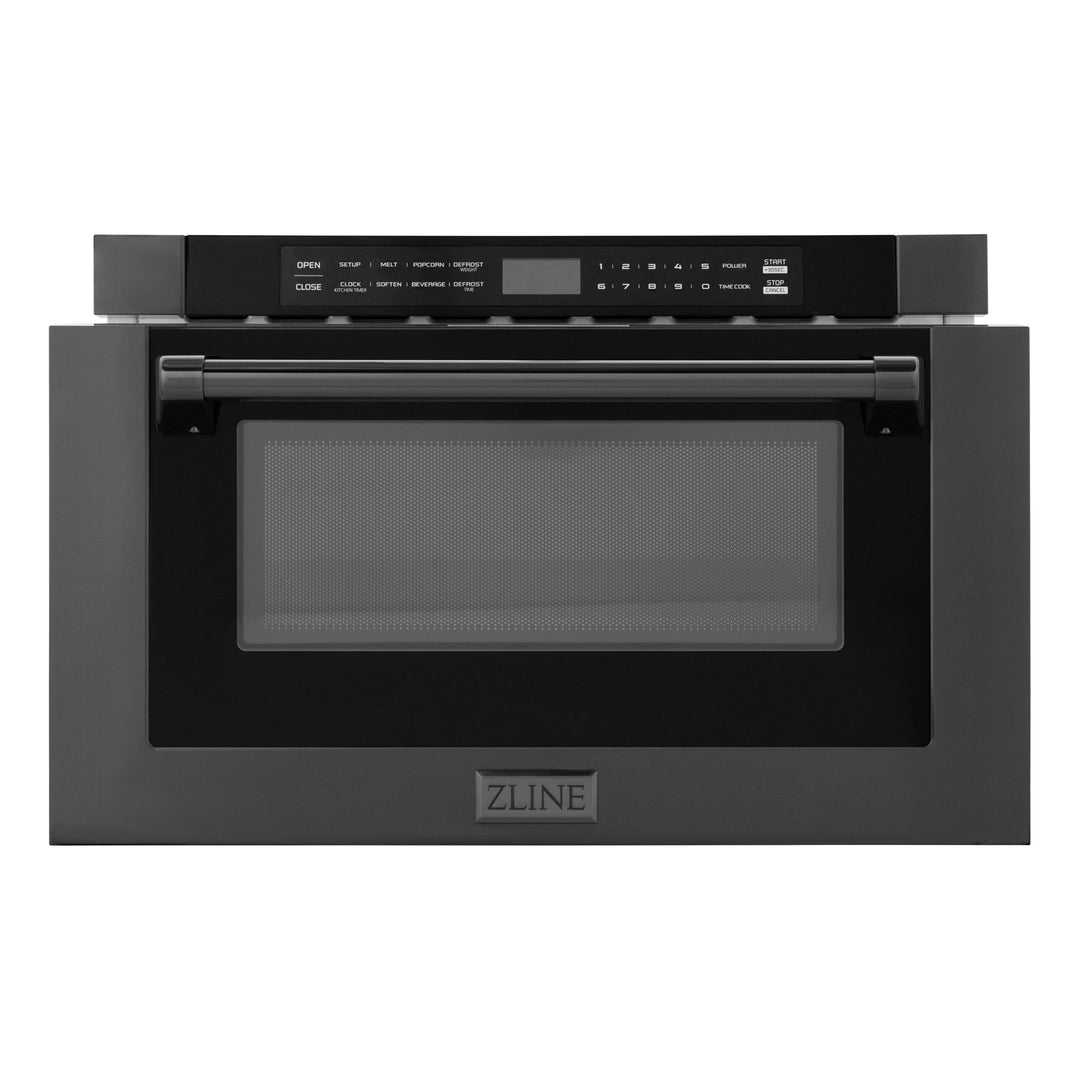 ZLINE 24" Built-in Microwave Drawer with Traditional Handle in Black Stainless Steel  1.2 cu. ft.