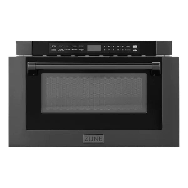 ZLINE 24" Built-in Microwave Drawer With Traditional Handle 1.2 cu. ft. in Black Stainless Steel