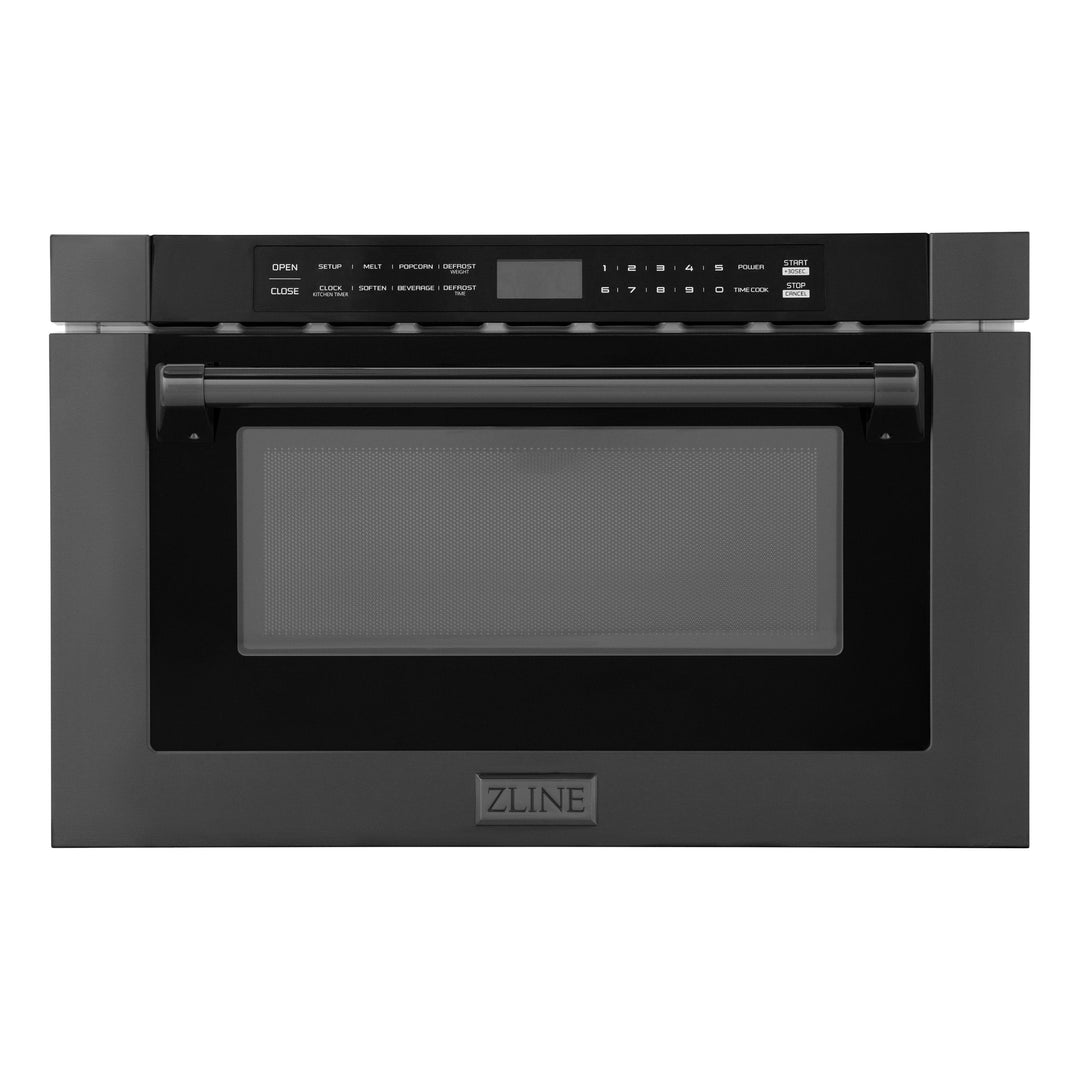 ZLINE 24" Built-in Microwave Drawer with Traditional Handle in Black Stainless Steel  1.2 cu. ft.