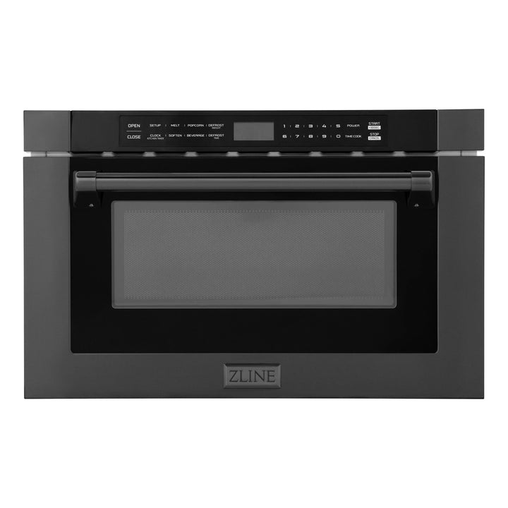 ZLINE 24" 1.2 cu. ft. Built-in Microwave Drawer in Black Stainless Steel, MWD-1-BS-H