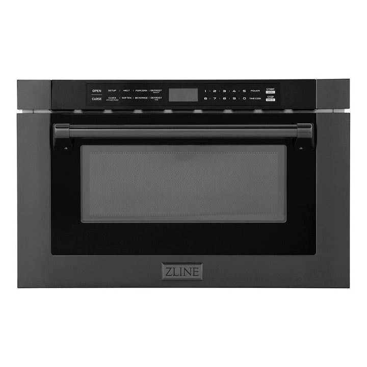 ZLINE 24 in. 1.2 cu. ft. Built-in Microwave Drawer with a Traditional Handle in Black Stainless Steel, Open Box-Good Condition