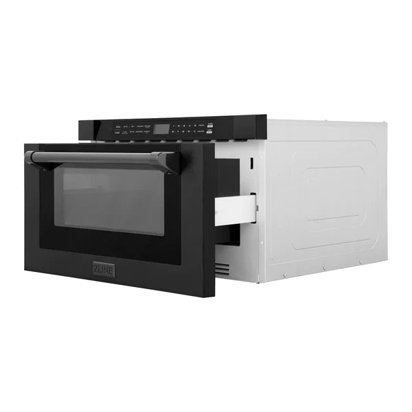 ZLINE 24" Built-in Microwave Drawer With Traditional Handle 1.2 cu. ft. in Black Stainless Steel