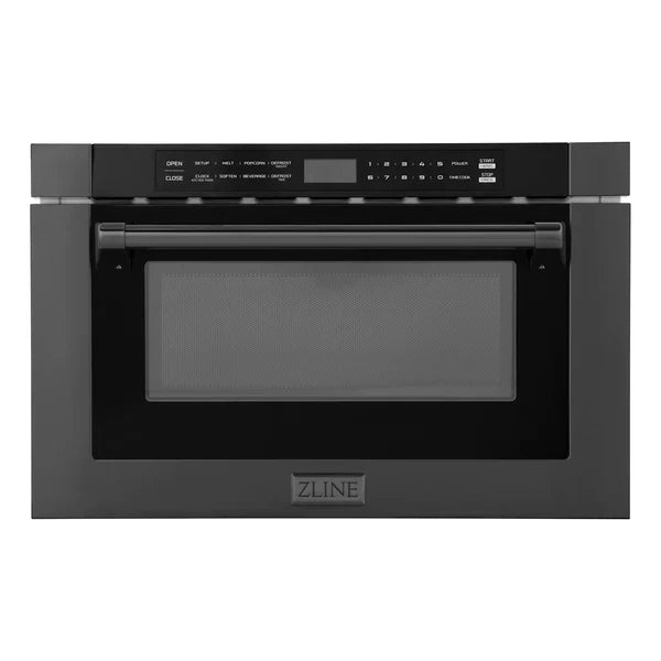 ZLINE 24" Built-in Microwave Drawer With Traditional Handle 1.2 cu. ft. in Black Stainless Steel