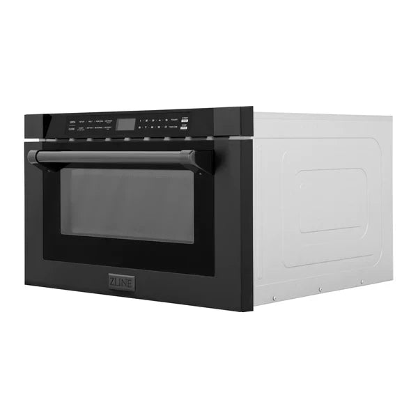 ZLINE 24" Built-in Microwave Drawer With Traditional Handle 1.2 cu. ft. in Black Stainless Steel