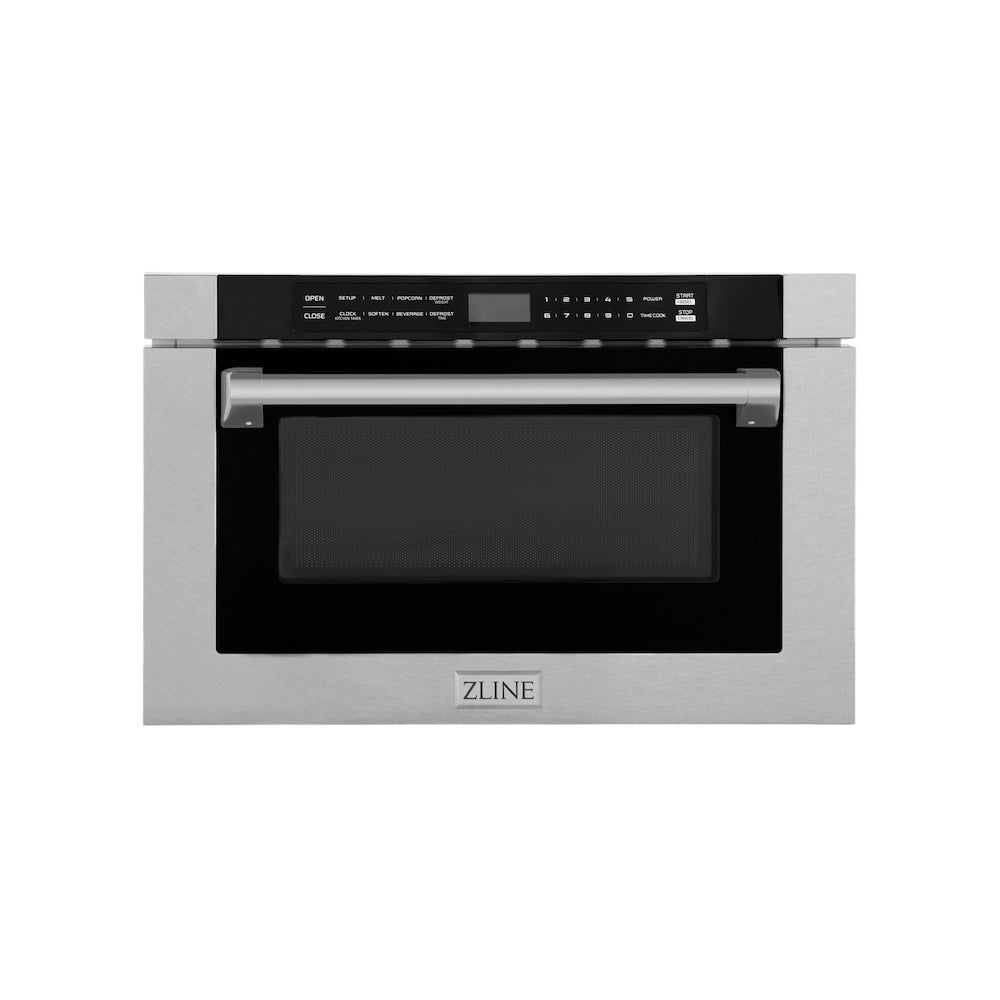 ZLINE 24 in. 1.2 cu. ft. Built-in Microwave Drawer with a Traditional Handle in Satin Stainless Steel, Open Box-Excellent Condition