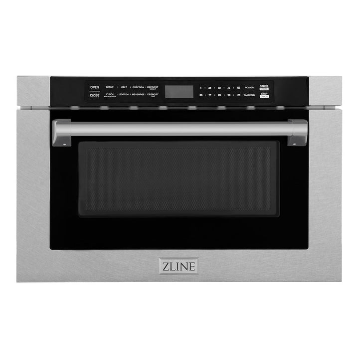 ZLINE 24 in. 1.2 cu. ft. Built-in Microwave Drawer with a Traditional Handle in Satin Stainless Steel, Open Box-Excellent Condition