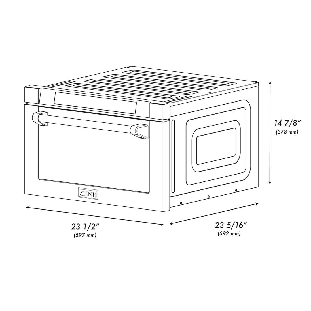 ZLINE 24" Autograph Edition  1.2 cu. ft. Built-in Microwave Drawer in Stainless Steel with Champagne Bronze Accents and Traditional Handle