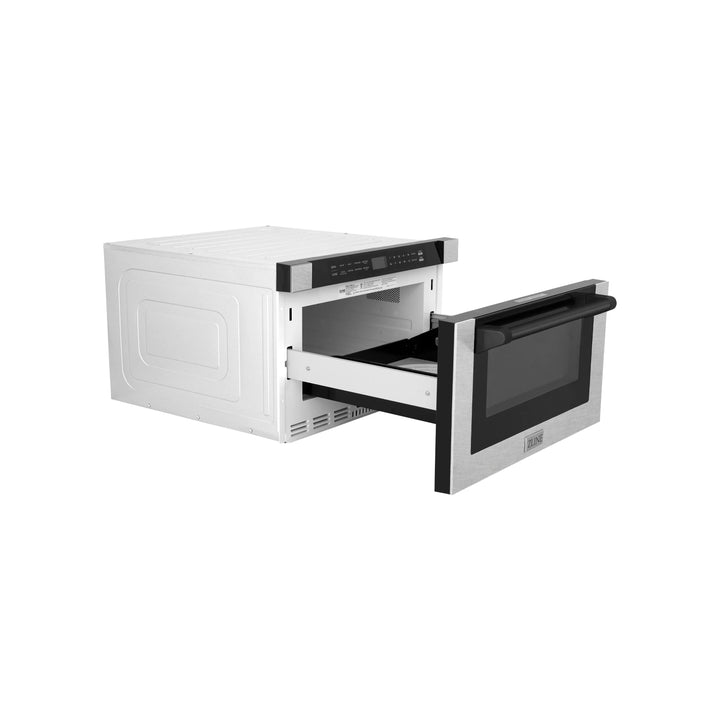 ZLINE 24" Microwave Drawer in Fingerprint Resistant Stainless, Matte Black Accents, MWDZ-1-SS-H-MB