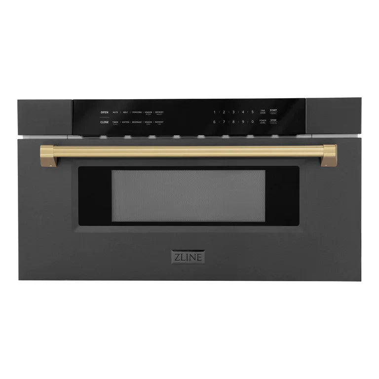 ZLINE 30" Built-in Microwave Drawer in Black Stainless Steel & Champagne Bronze Accents 1.2 cu. ft.