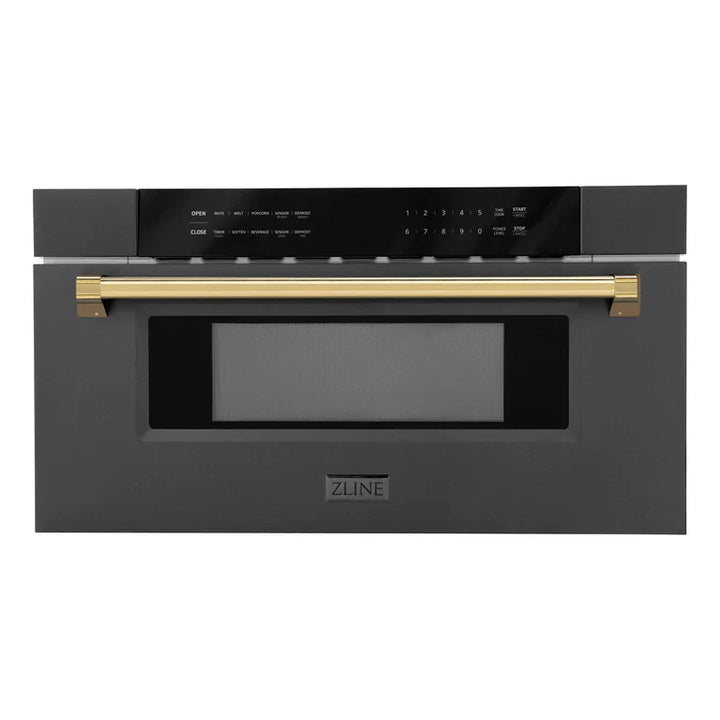 ZLINE 30" Built-in Microwave Drawer in Black Stainless Steel &amp; Gold Accents 1.2 cu. ft.