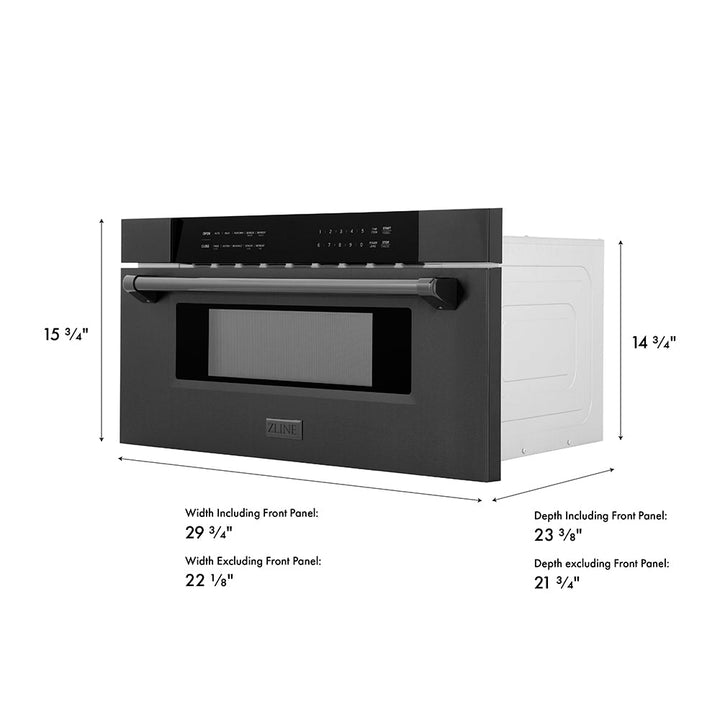 ZLINE 30 in. 1.2 cu. ft. Built-in Microwave Drawer in Black Stainless Steel, Open Box-Good Condition