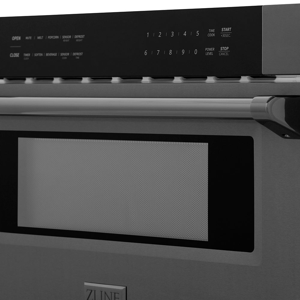 ZLINE 30 in. 1.2 cu. ft. Built-in Microwave Drawer in Black Stainless Steel, Open Box-Good Condition
