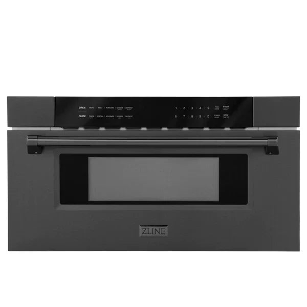 ZLINE 30" Built-in Microwave Drawer With Traditional Handle 1.2 cu. ft. in Black Stainless Steel