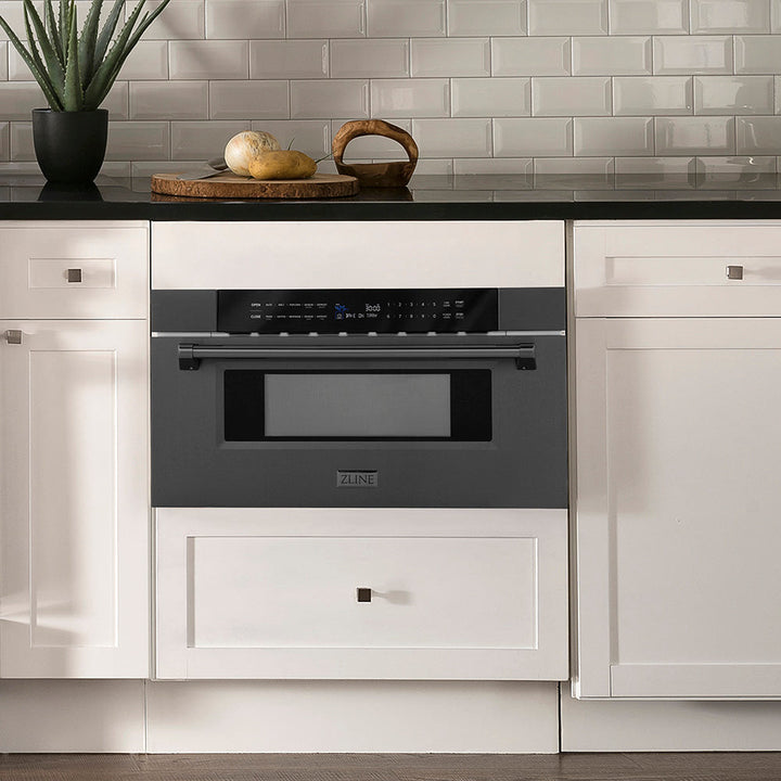 ZLINE 30 in. 1.2 cu. ft. Built-in Microwave Drawer in Black Stainless Steel, Open Box-Good Condition