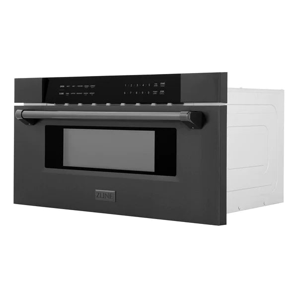 ZLINE 30" Built-in Microwave Drawer With Traditional Handle 1.2 cu. ft. in Black Stainless Steel