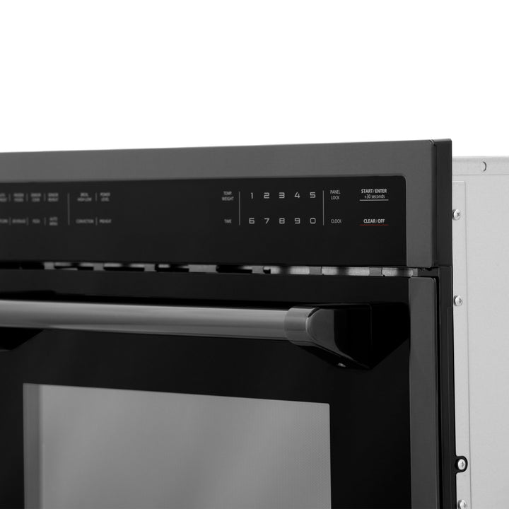 ZLINE 24 in. 1.6 cu ft. Built-in Convection Microwave Oven in Black Stainless Steel with Speed and Sensor Cooking, Open Box-Excellent Condition