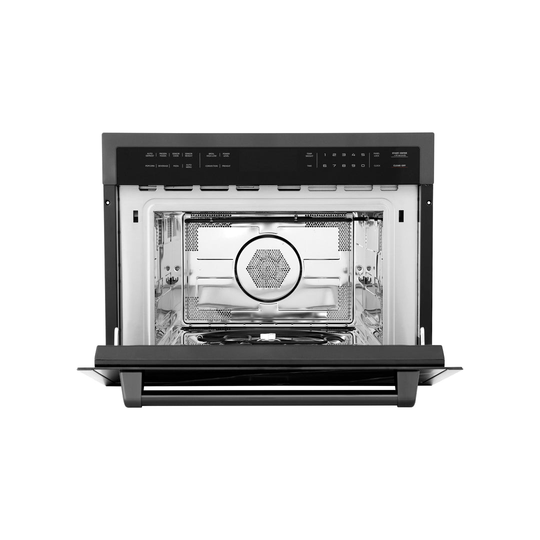 ZLINE 24 in. 1.6 cu ft. Built-in Convection Microwave Oven in Black Stainless Steel with Speed and Sensor Cooking, Open Box-Excellent Condition