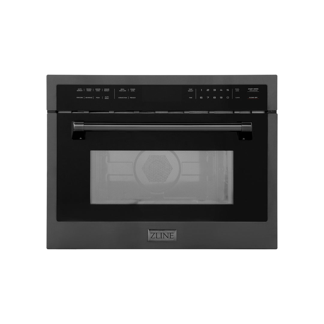 ZLINE 24 in. 1.6 cu ft. Built-in Convection Microwave Oven in Black Stainless Steel with Speed and Sensor Cooking, Open Box-Excellent Condition