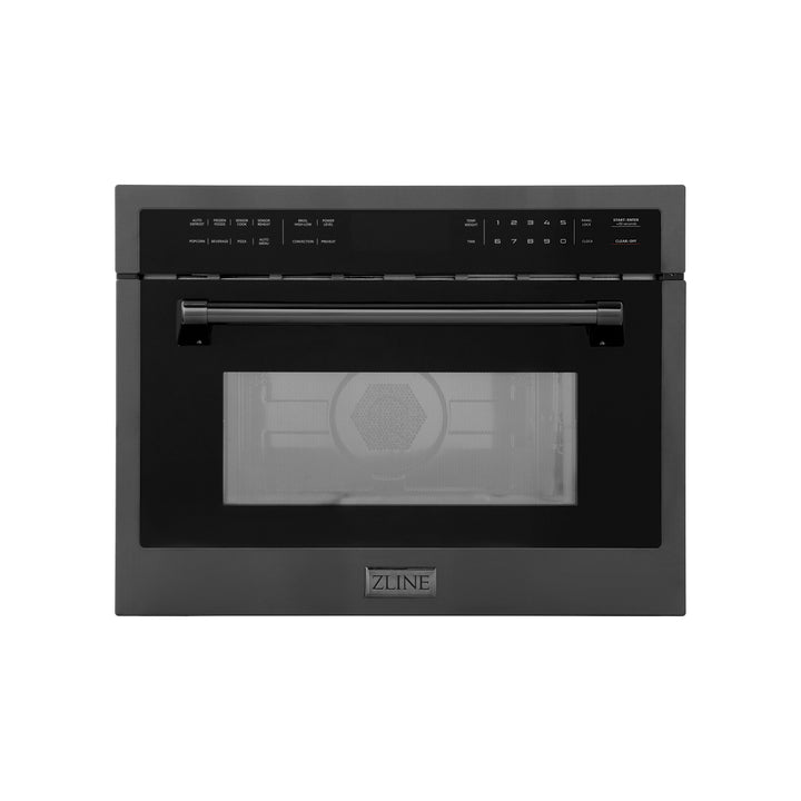 ZLINE 24 in. 1.6 cu ft. Built-in Convection Microwave Oven in Black Stainless Steel with Speed and Sensor Cooking, Open Box-Good Condition