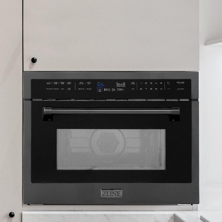 ZLINE 24 in. Black Stainless Steel Built-in Convection Microwave Oven with Speed and Sensor Cooking (MWO-24-BS)