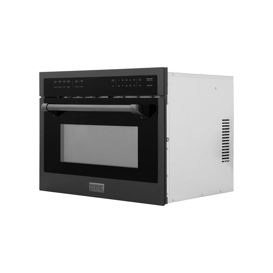 ZLINE 24 in. 1.6 cu ft. Built-in Convection Microwave Oven in Black Stainless Steel with Speed and Sensor Cooking, Open Box-Good Condition