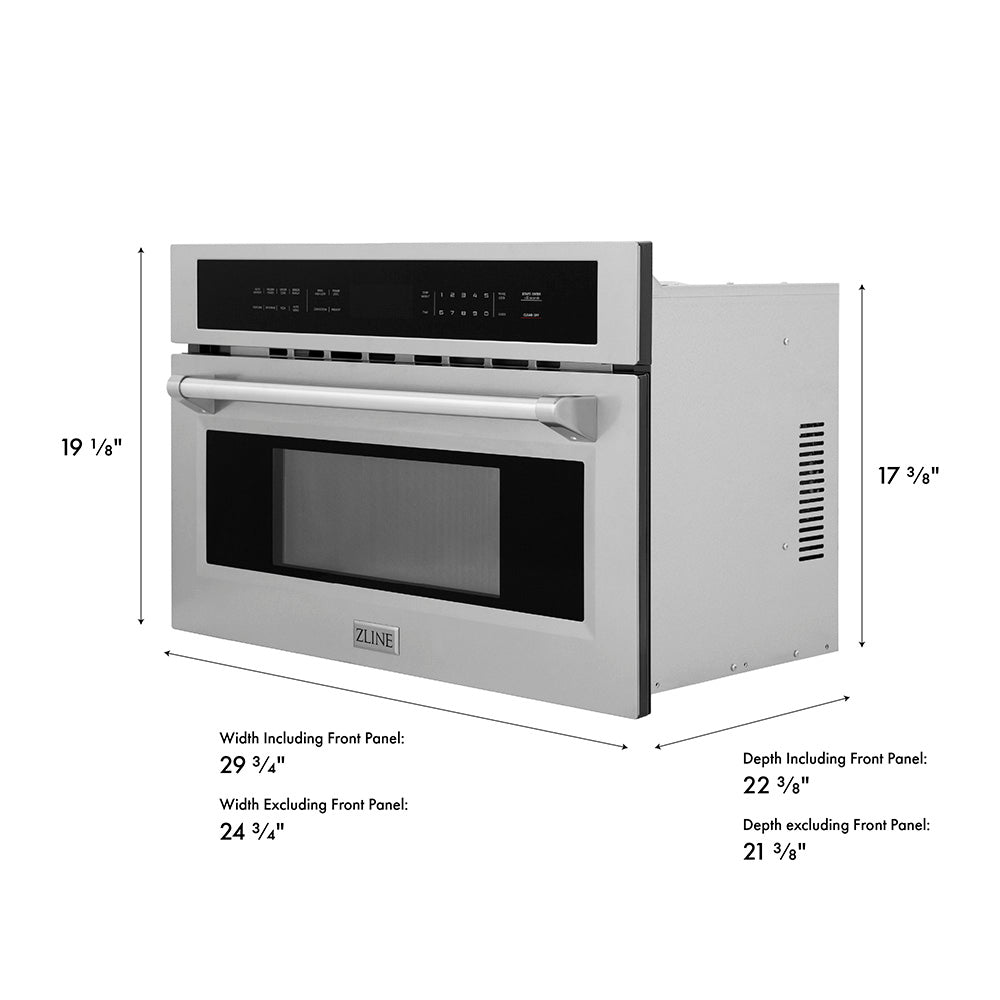 ZLINE 30 in. 1.6 cu ft. Built-in Convection Microwave Oven in Stainless Steel with Speed and Sensor Cooking, Open Box-Excellent Condition