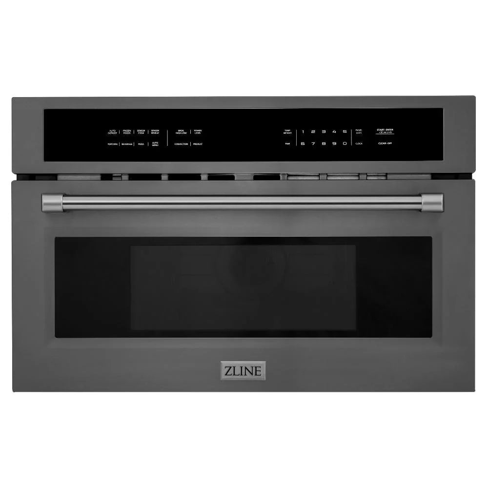 ZLINE 30 In. 1.55 cu ft. Built-in Convection Microwave Oven in Black Stainless Steel with Speed and Sensor Cooking, MWO-30-BS