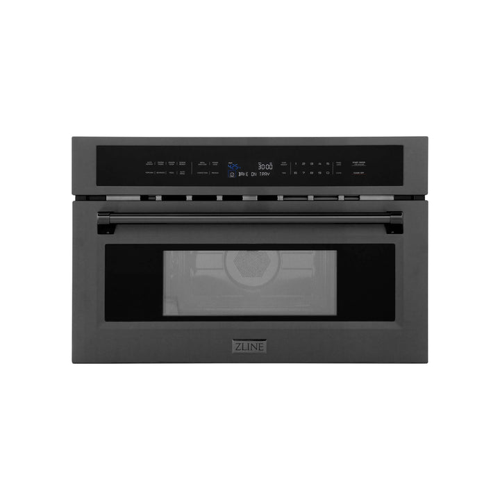 ZLINE 30 In. 1.55 cu ft. Built-in Convection Microwave Oven in Black Stainless Steel with Speed and Sensor Cooking, MWO-30-BS