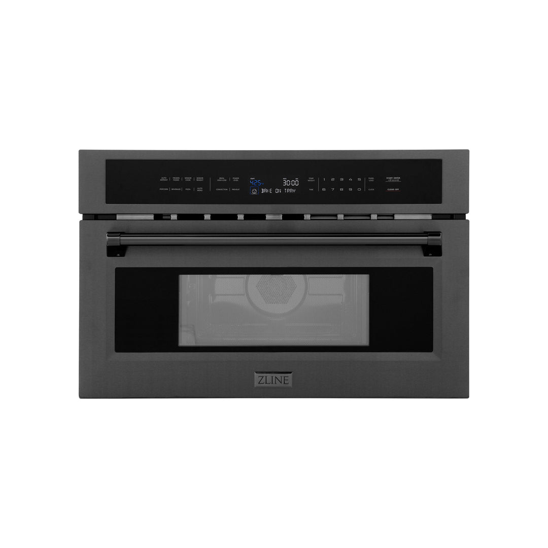 ZLINE 30 in. 1.6 cu ft. Built-in Convection Microwave Oven in Black Stainless Steel with Speed and Sensor Cooking, Open Box-Excellent Condition