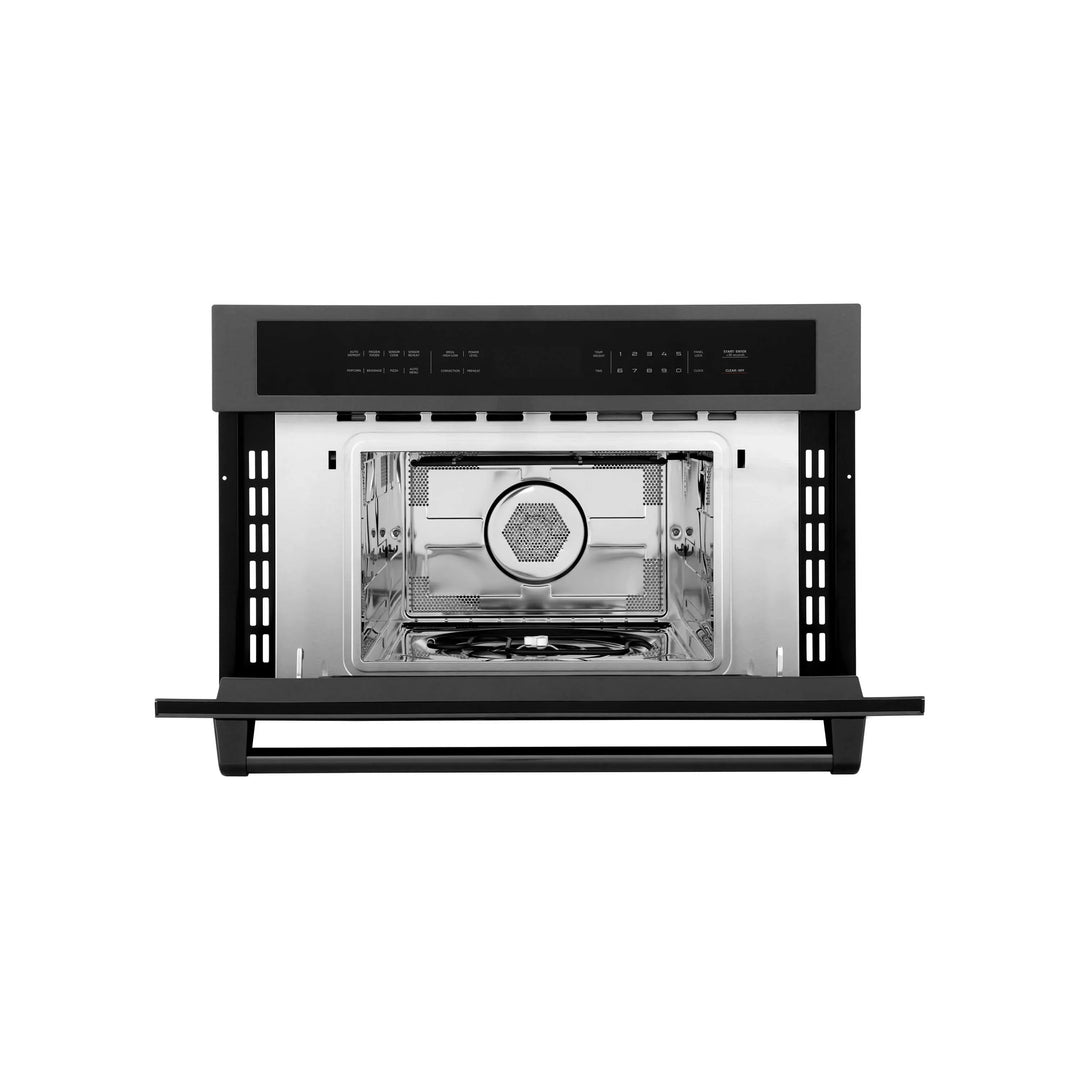 ZLINE 30 In. 1.55 cu ft. Built-in Convection Microwave Oven in Black Stainless Steel with Speed and Sensor Cooking, MWO-30-BS