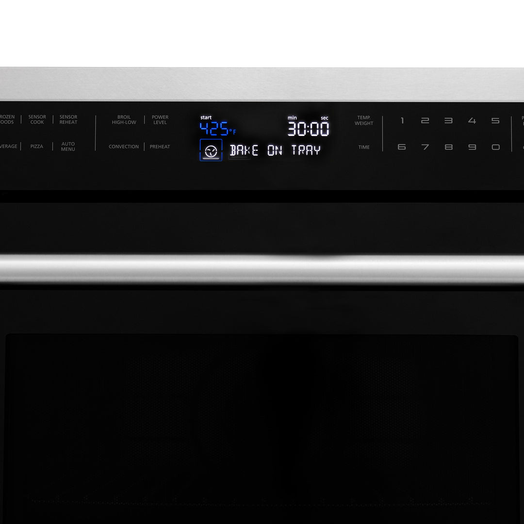 ZLINE 30 in. 1.6 cu. ft. Built-in Convection Microwave Oven in DuraSnow® Stainless Steel with Speed and Sensor Cooking, MWO-30-SS