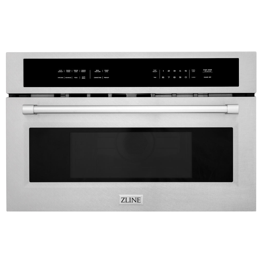 ZLINE 30 in. 1.6 cu. ft. Built-in Convection Microwave Oven in DuraSnow® Stainless Steel with Speed and Sensor Cooking, MWO-30-SS