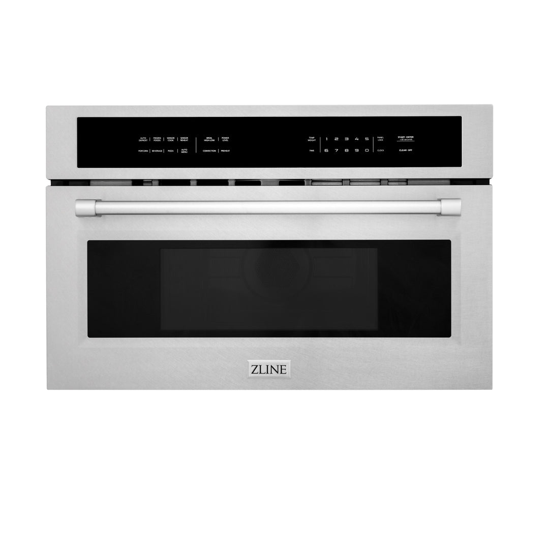 ZLINE 30 in. 1.6 cu. ft. Built-in Convection Microwave Oven in DuraSnow® Stainless Steel with Speed and Sensor Cooking, MWO-30-SS