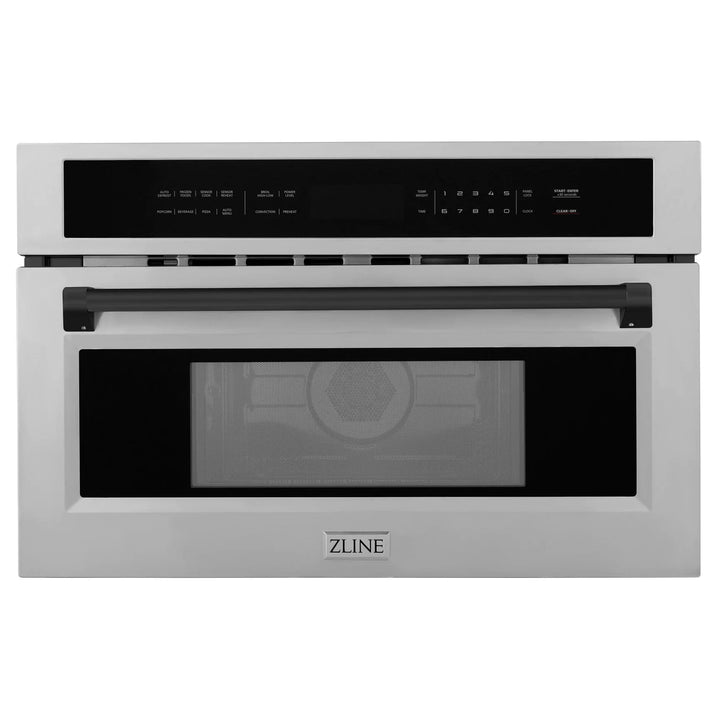 ZLINE 30” Built-in Convection Microwave Oven in Fingerprint Resistant Stainless Steel &amp; Matte Black Accents 1.6 cu ft.